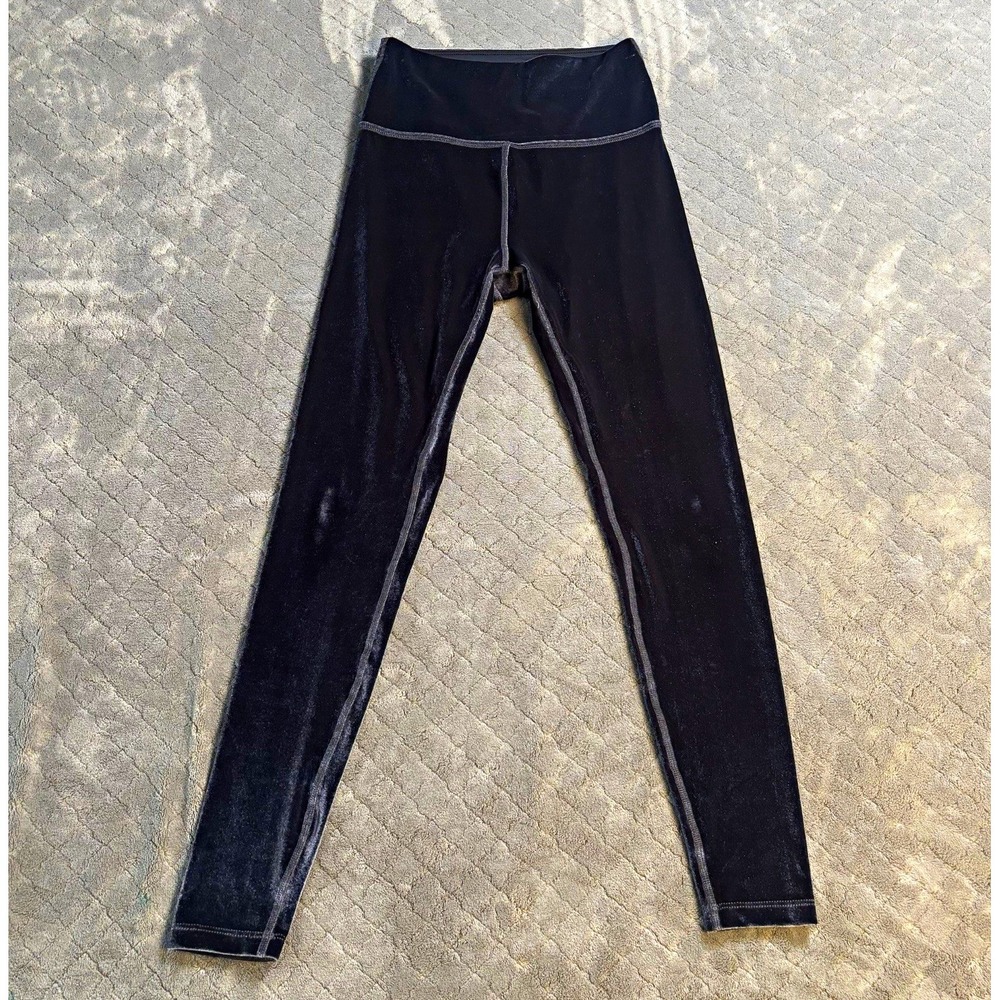 Beyond Yoga Black Velvet Leggings Womens M High Rise Full Length